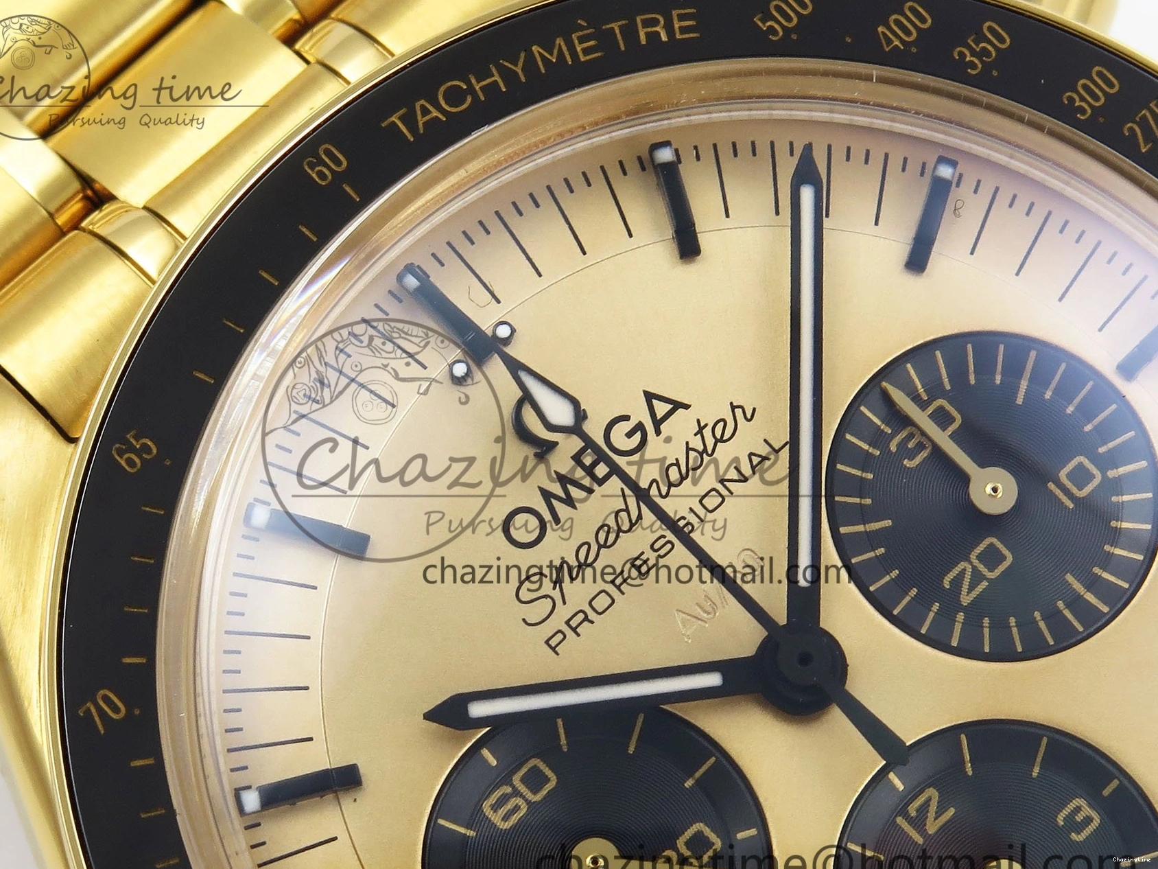 0204 Speedmaster YG RMF Best Edition YG Black Dial on YG Bracelet Lemania HW Durable 7725